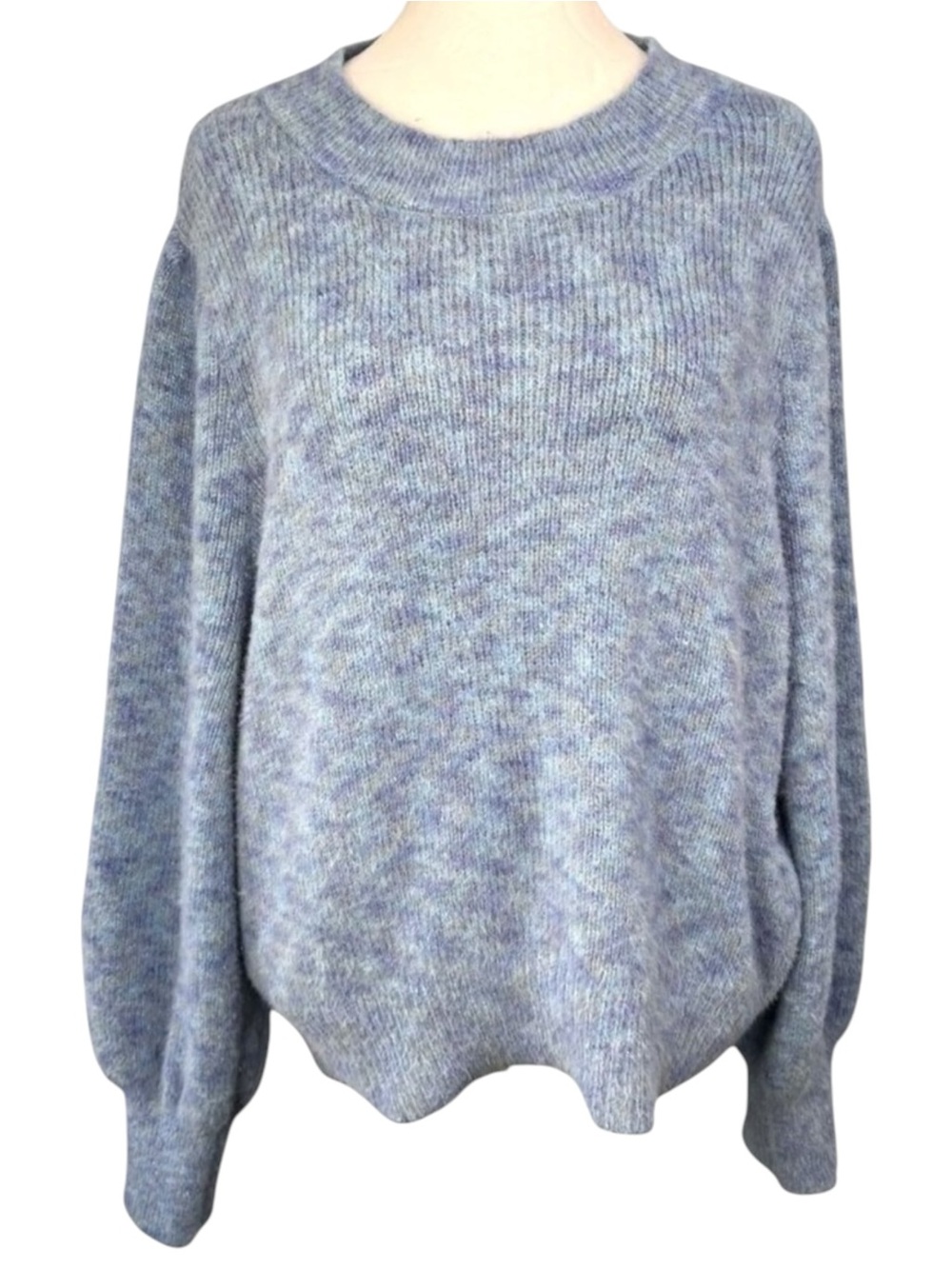 Time and Tru Metallic Sweater Blue Purple Silver Knit Long Sleeve Pullover Large